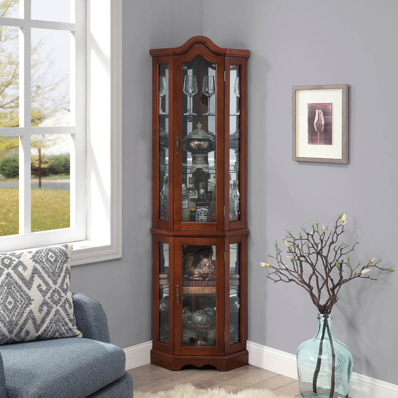 grey curio cabinet